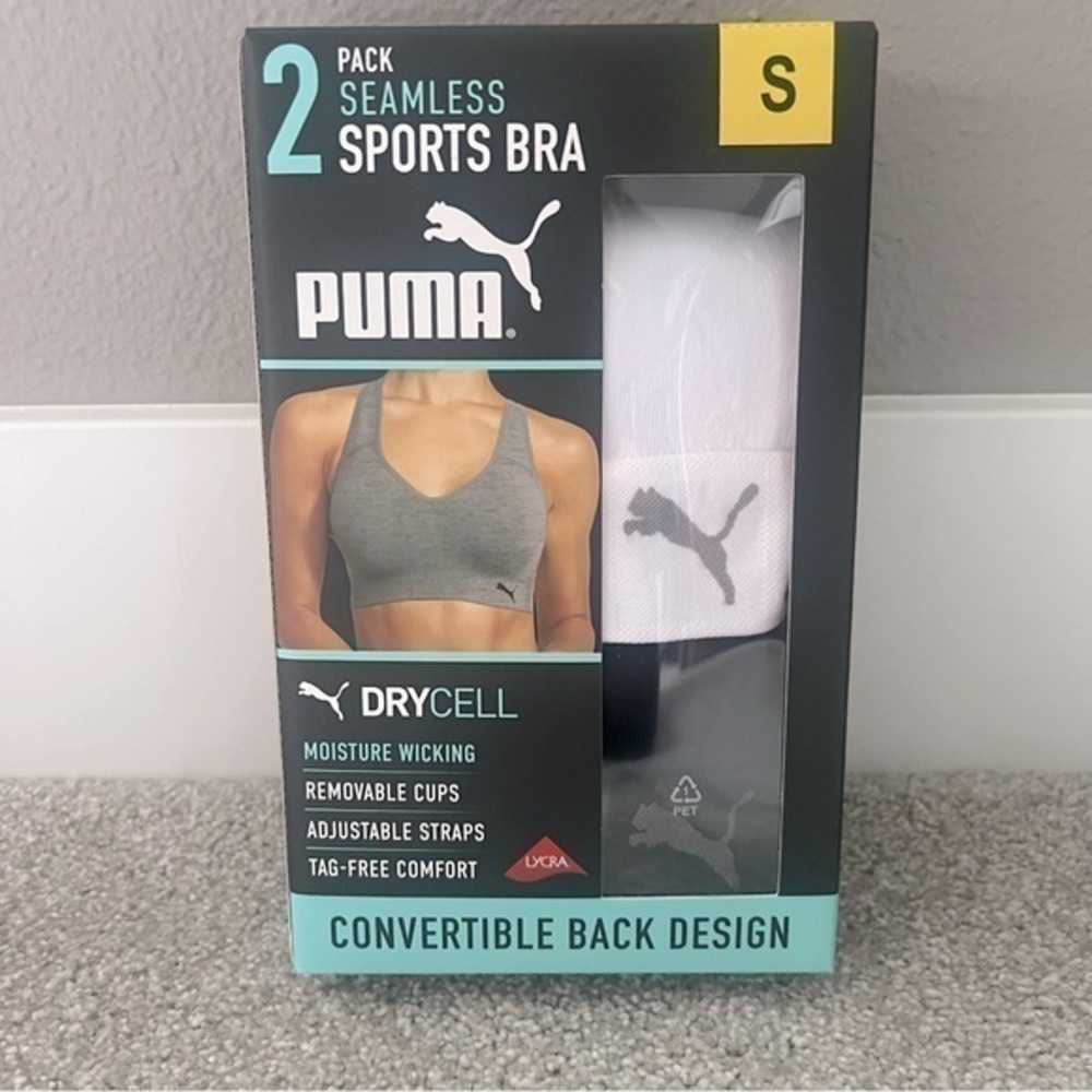 New! Puma 2 pack seamless sports bras size small